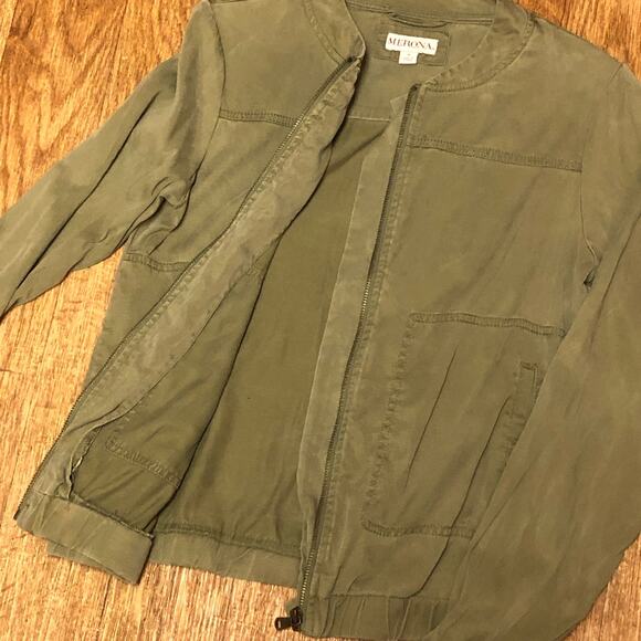 Merona Green Zip Front Utility Military Jacket Size Small - Picture 6 of 9
